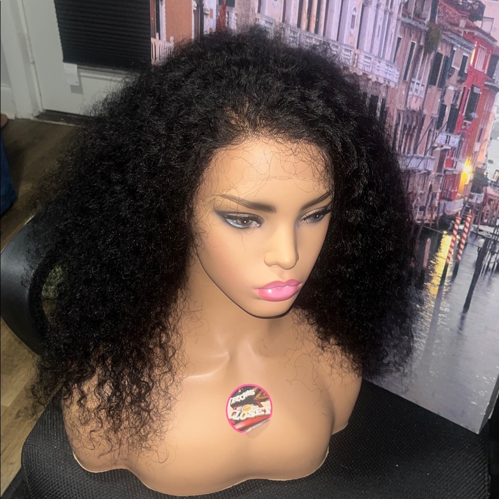 Black Voluminous bohemian wet & wavy Texture lace wig 100% human hair